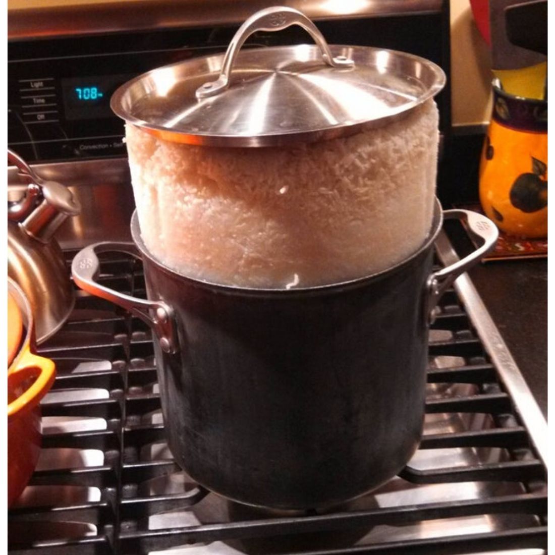 rice completely stuck in pot