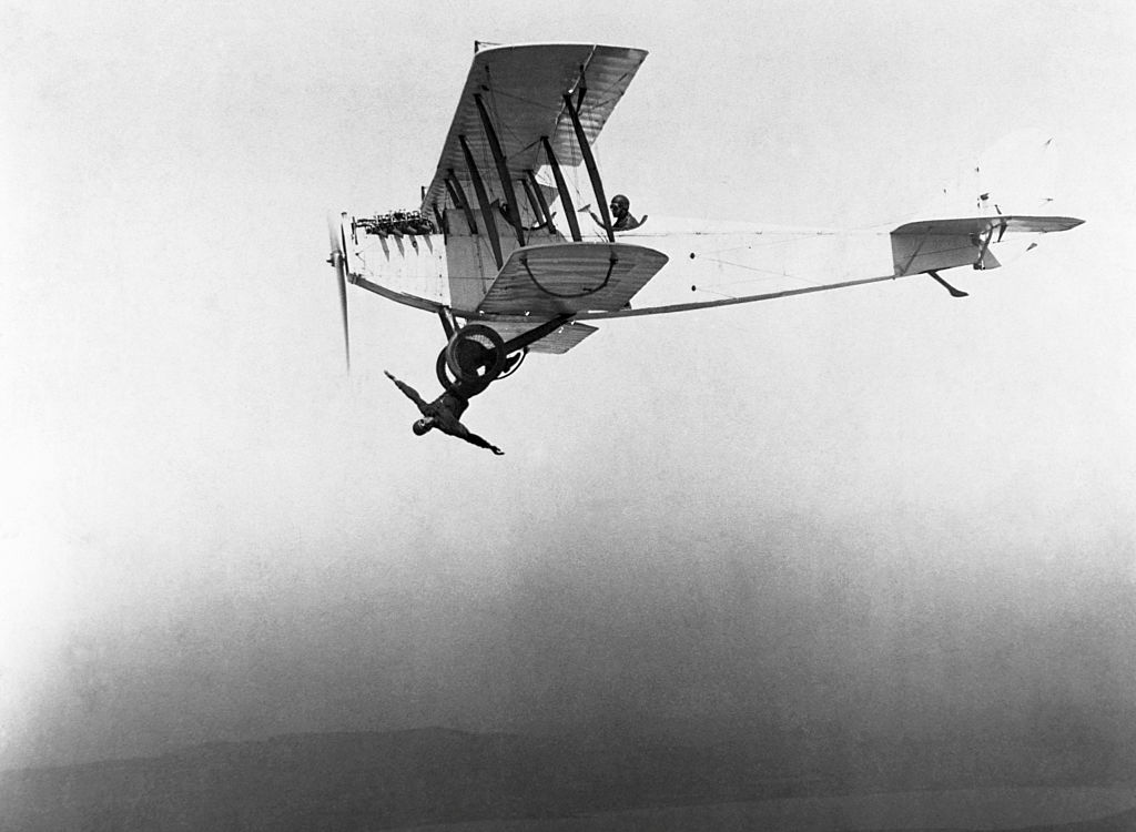 stuntman on aircraft 