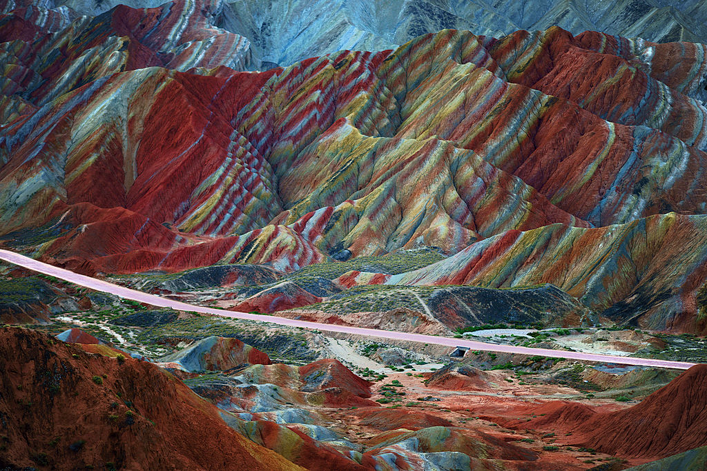 a mountain with numerous colors called Zhangye Danxia Landform