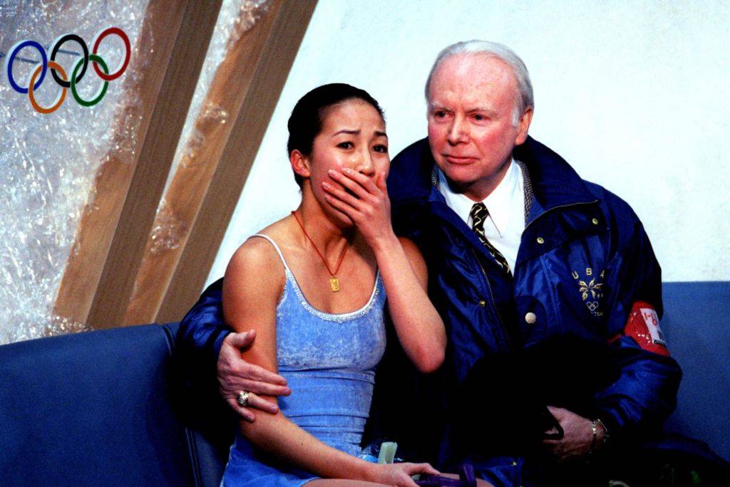 michelle kwan learns her score at the olympics