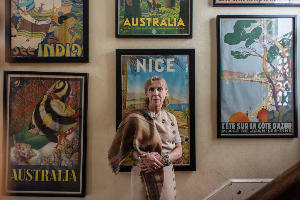 woman with vintage posters -657551218