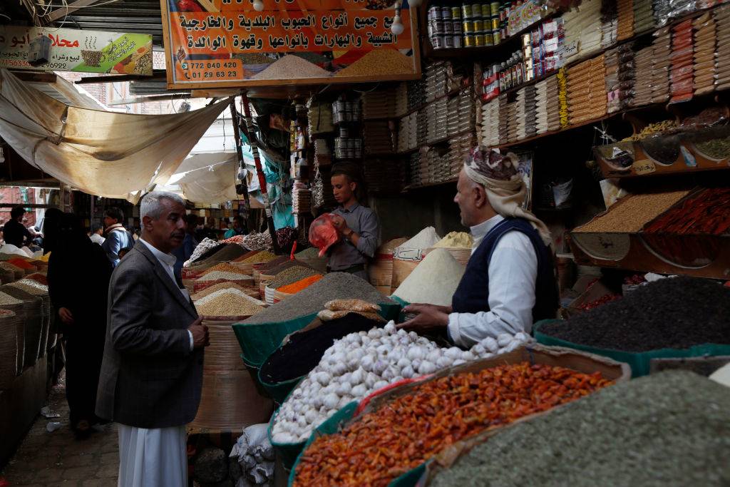 a food market in Sana'a, Yemen