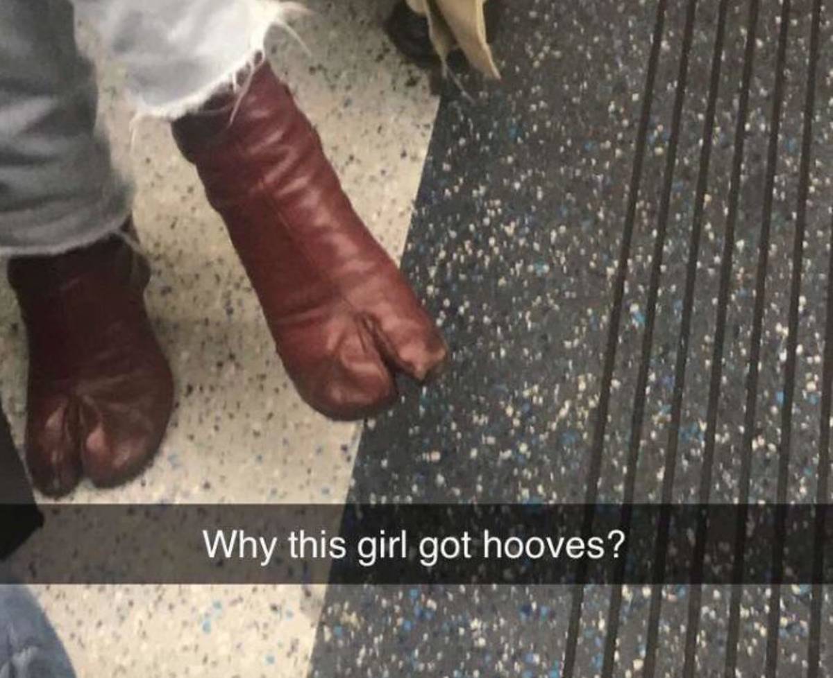 boot with split big toe from others looks like a hoof