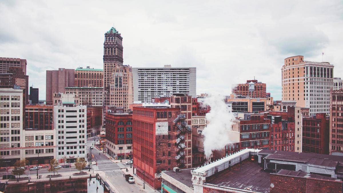 a view of the buildings in detroit, michigan