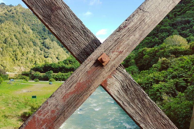 the view through a bridge looks like four different scenes