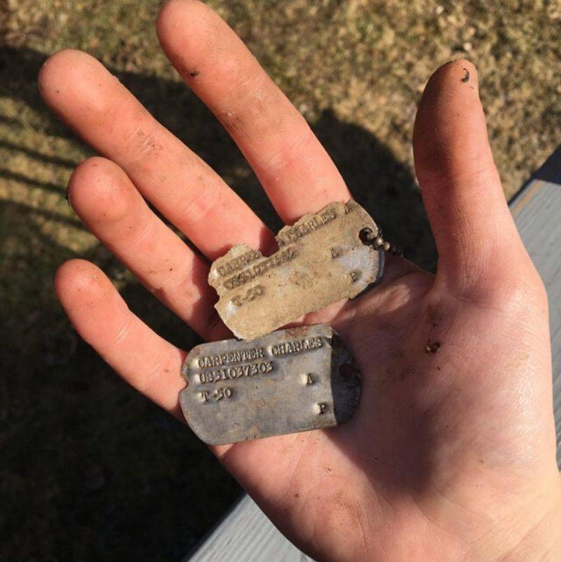 someone found dog tags in the woods 