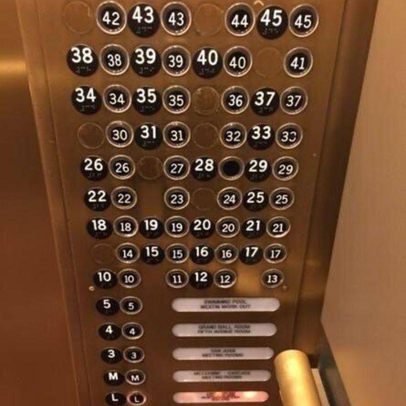 elevator buttons don't line up