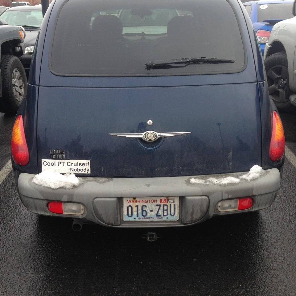 bumper sticker making fun of pt cruisers