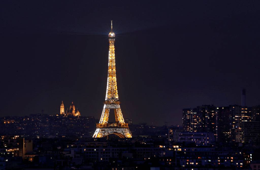 The illuminated Eiffel Tower