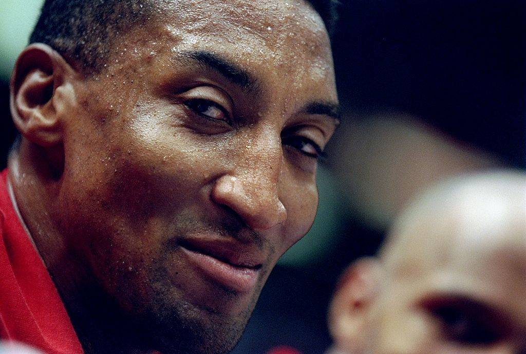 scottie pippen sitting on the bench
