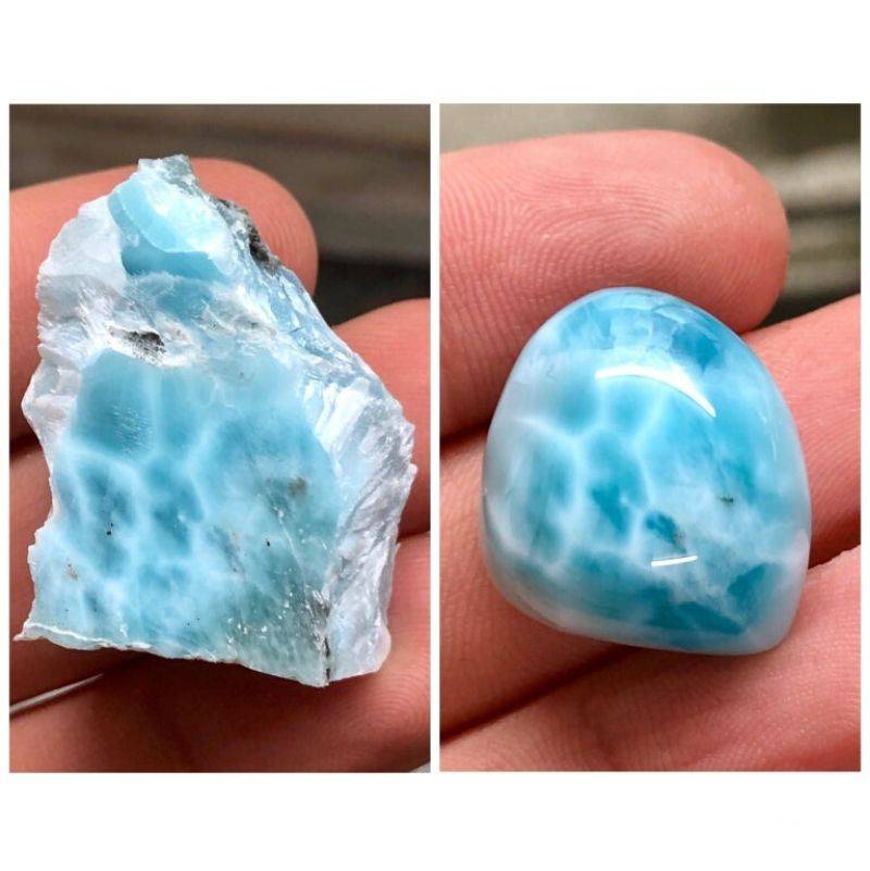 a stone before and after polishing 