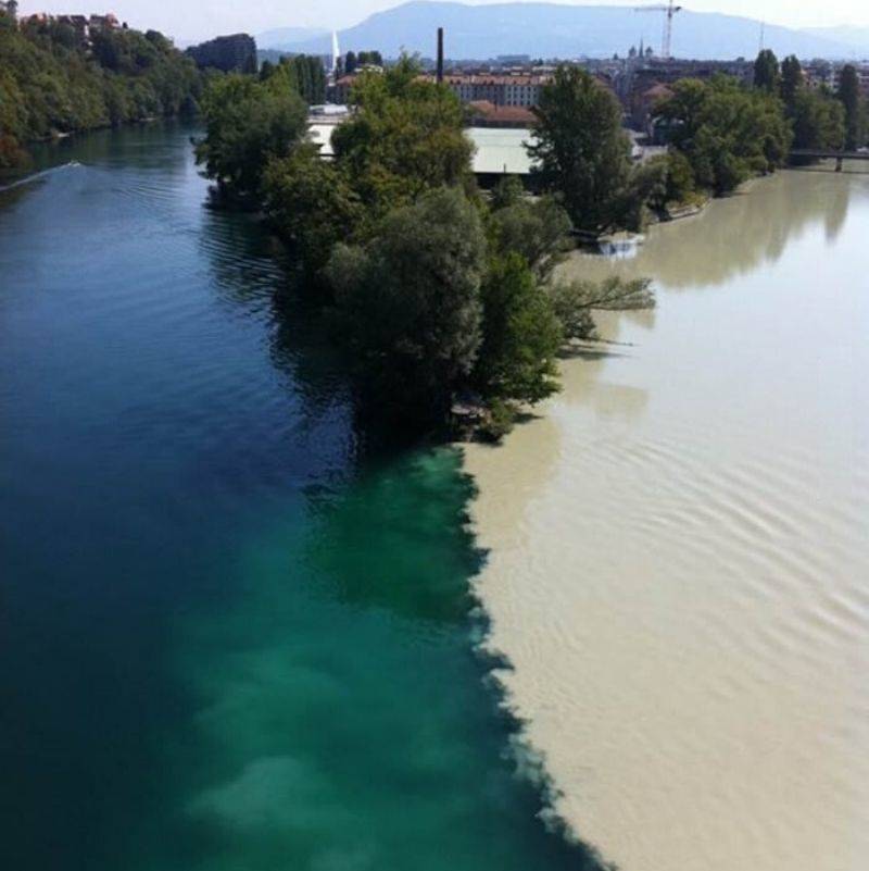 two rivers colliding 