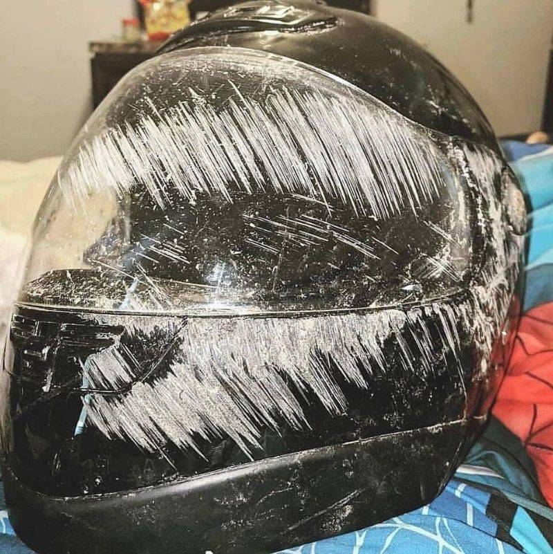 a helmet after an accident