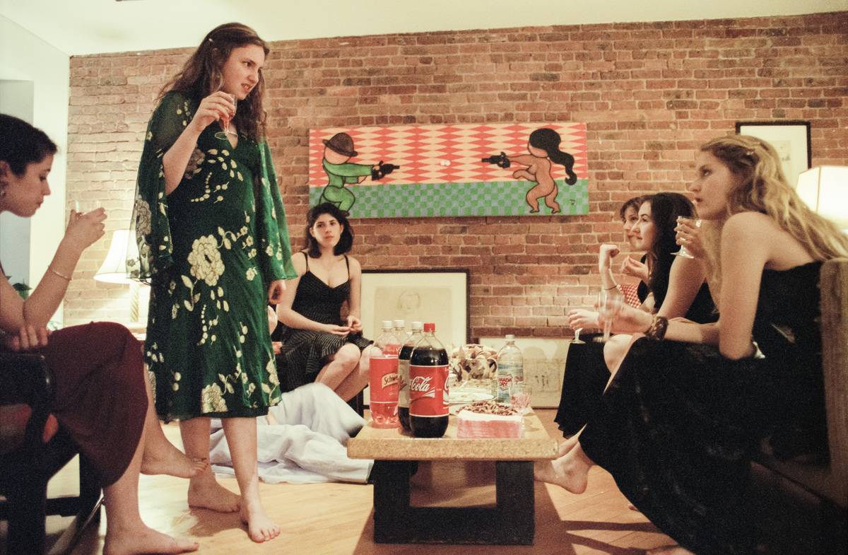 group of friends at dinner party