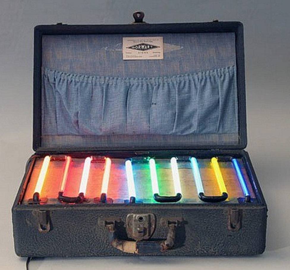 briefcase full of neon lights