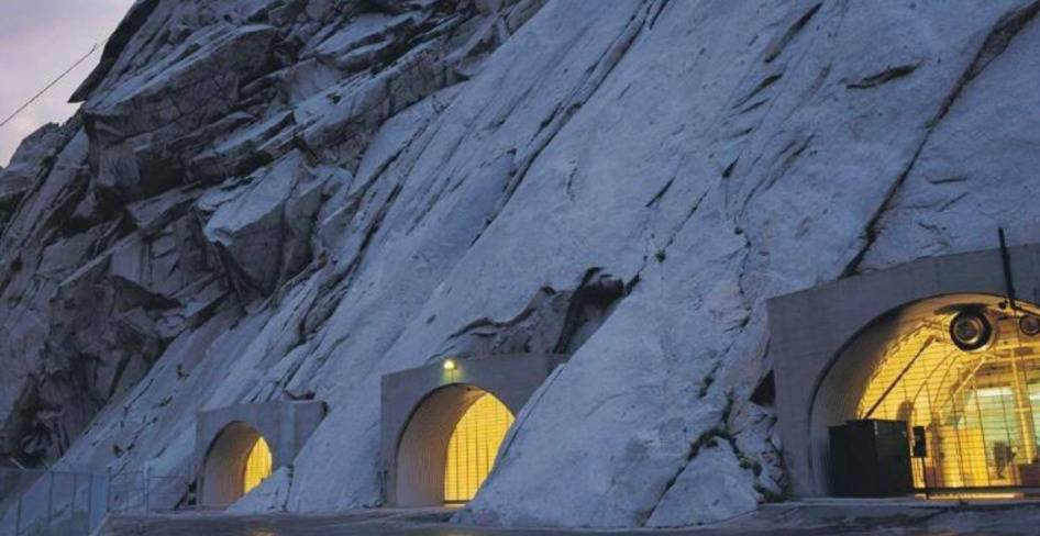 doors to vault on mountain face