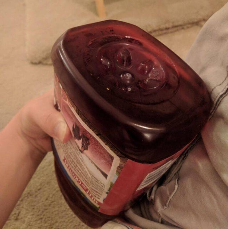 a juice bottle with no air in it