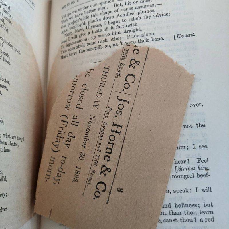 someone found a newspaper clipping from 1893 in their book