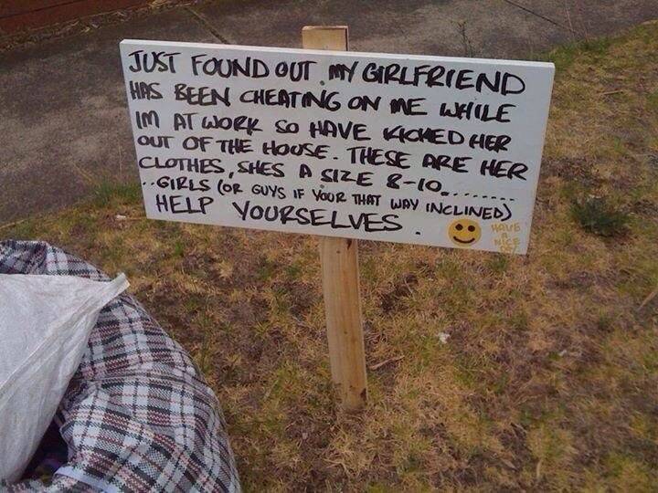 help yourself to cheating girlfriends clothes