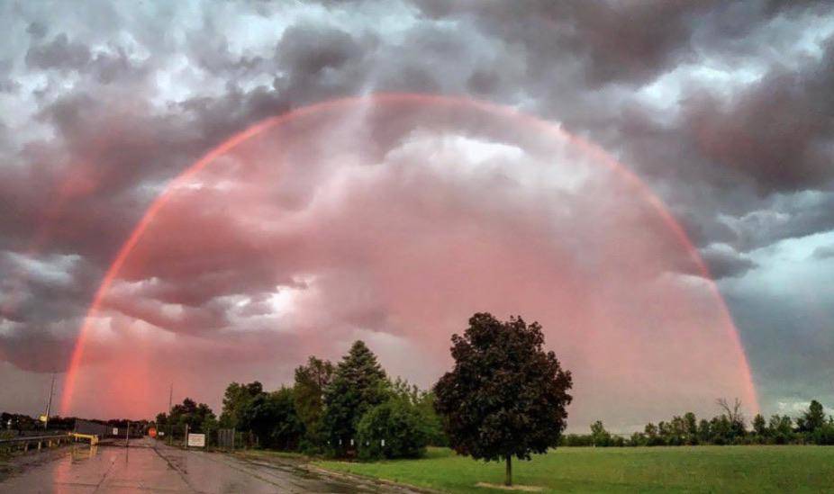 a rare red rainbow