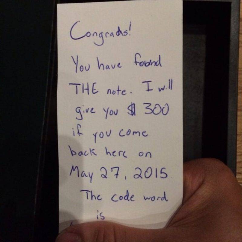 a note saying they will get a $300 prize