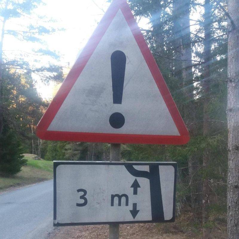 a sign warning someone of a tree ahead