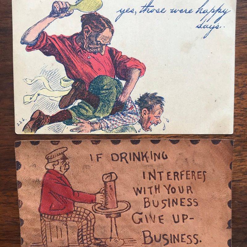 two weird post cards found in a book
