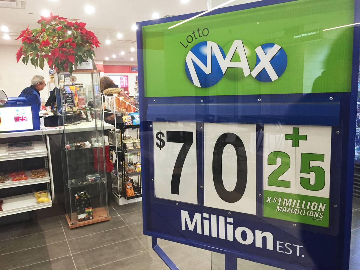 sign showing The Lotto Max jackpot is worth $70 million