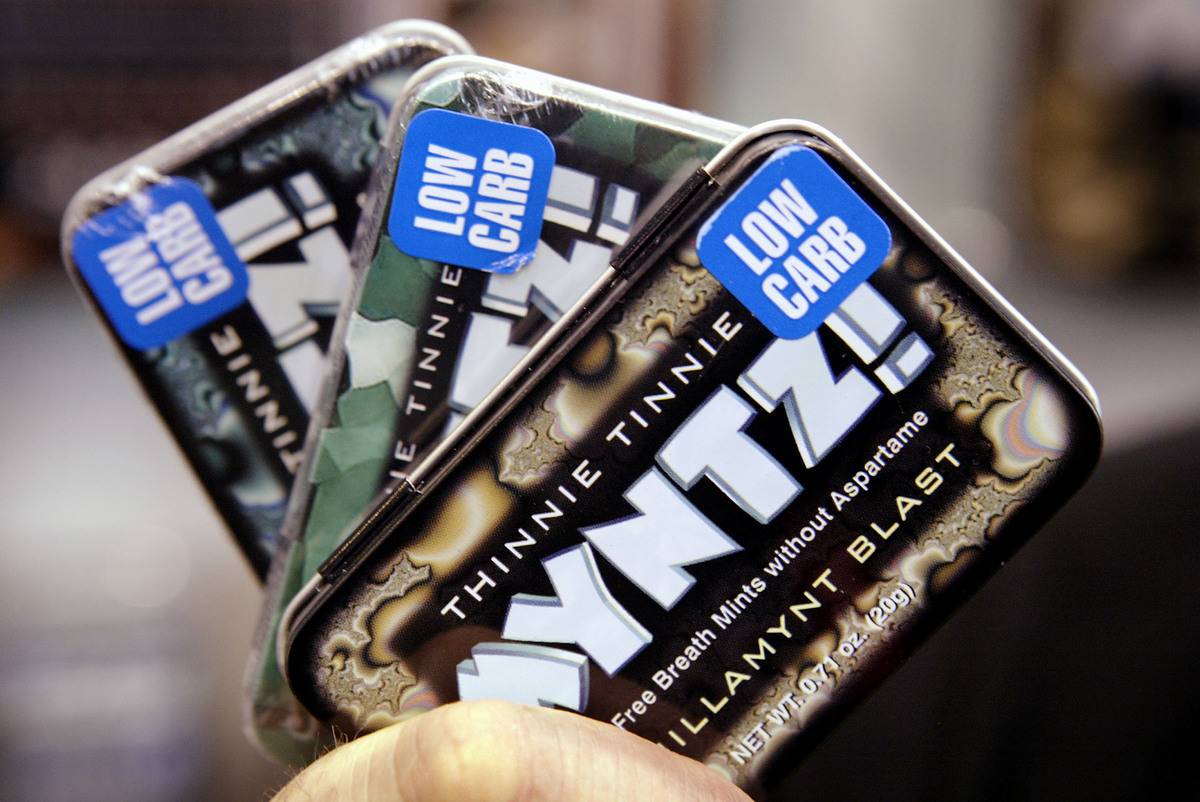 Tins of mints are advertised as low-carb.