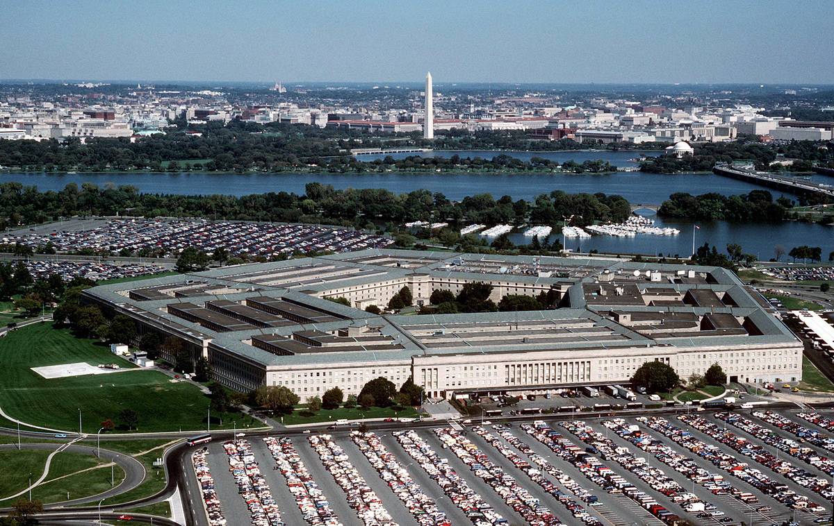 An Aerial View From Over Arlington, Va Of The Pentagon, Headquarters Of The Us Department Of Defense