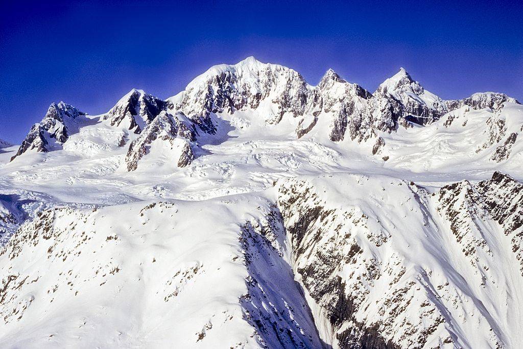 aerial view of fox glacier during the day in south island, new zealand