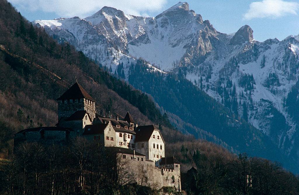 Liechtenstein is bordered by the Alpine countries of Austria and Switzerland