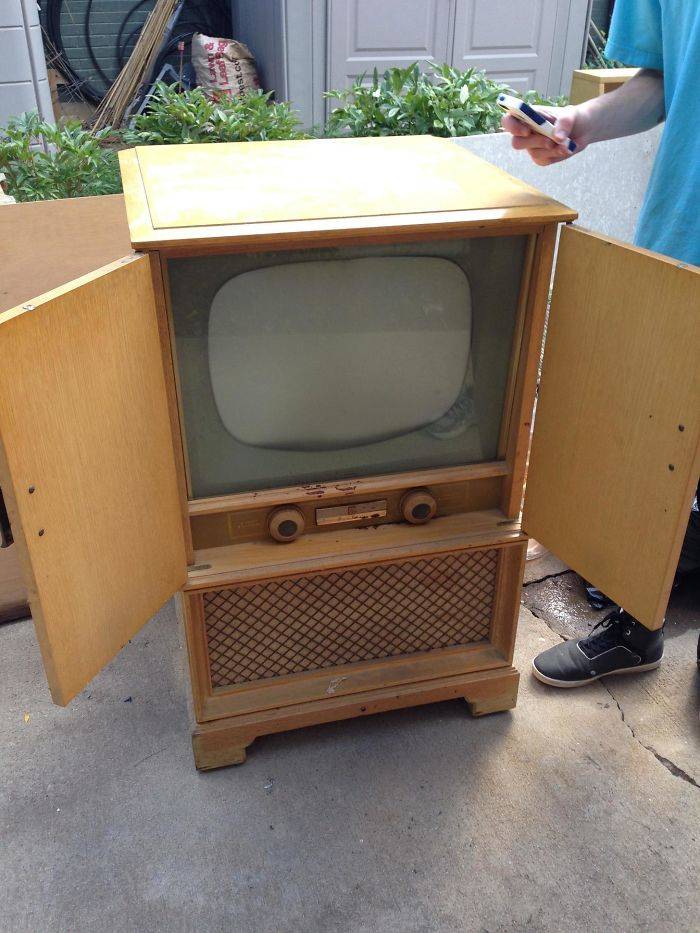 grandma giving the gift of old tv