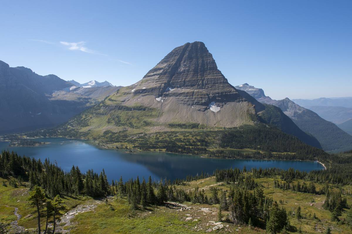 bearhat mountain above hidden lake in glacier nationa lpark