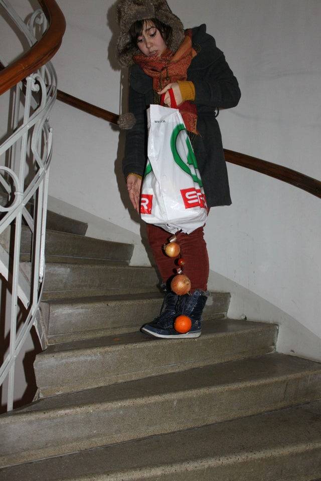 a shopping bag breaking