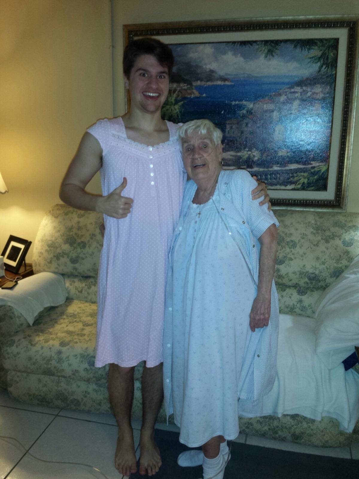 grandma bought grandson a nightgown