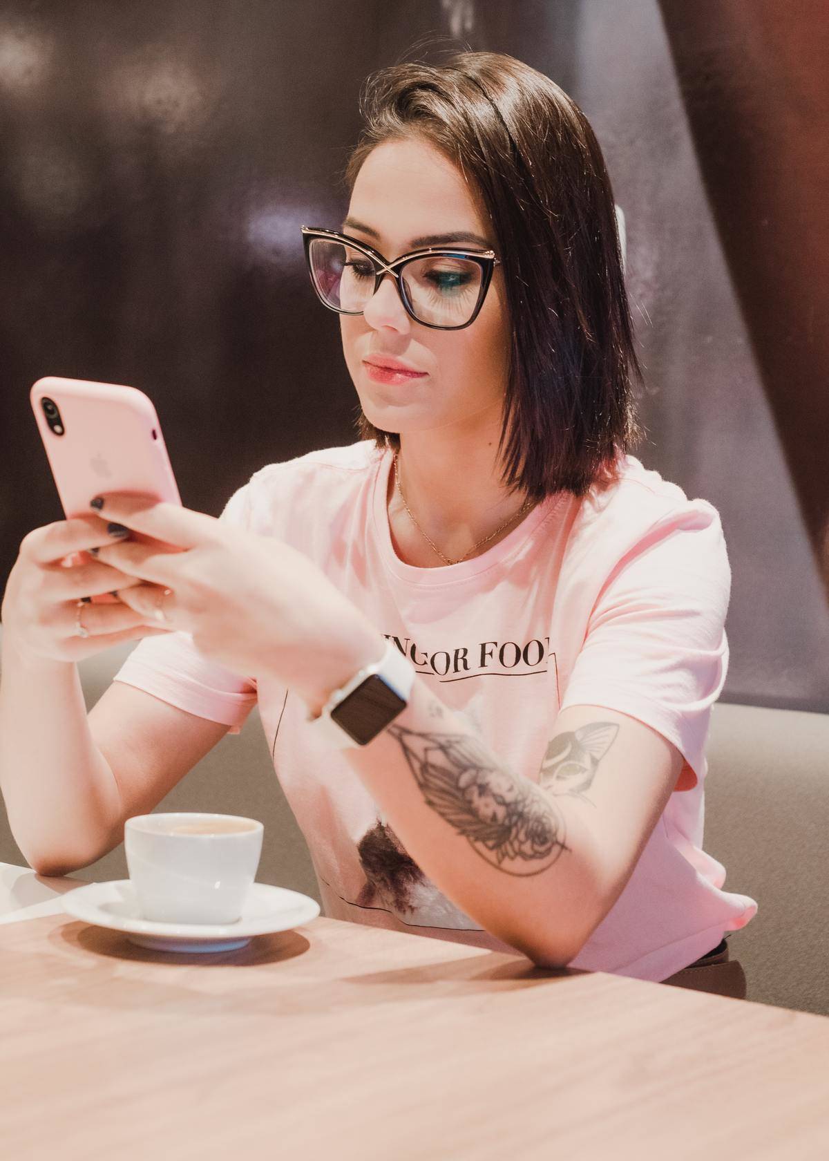 woman texting on phone