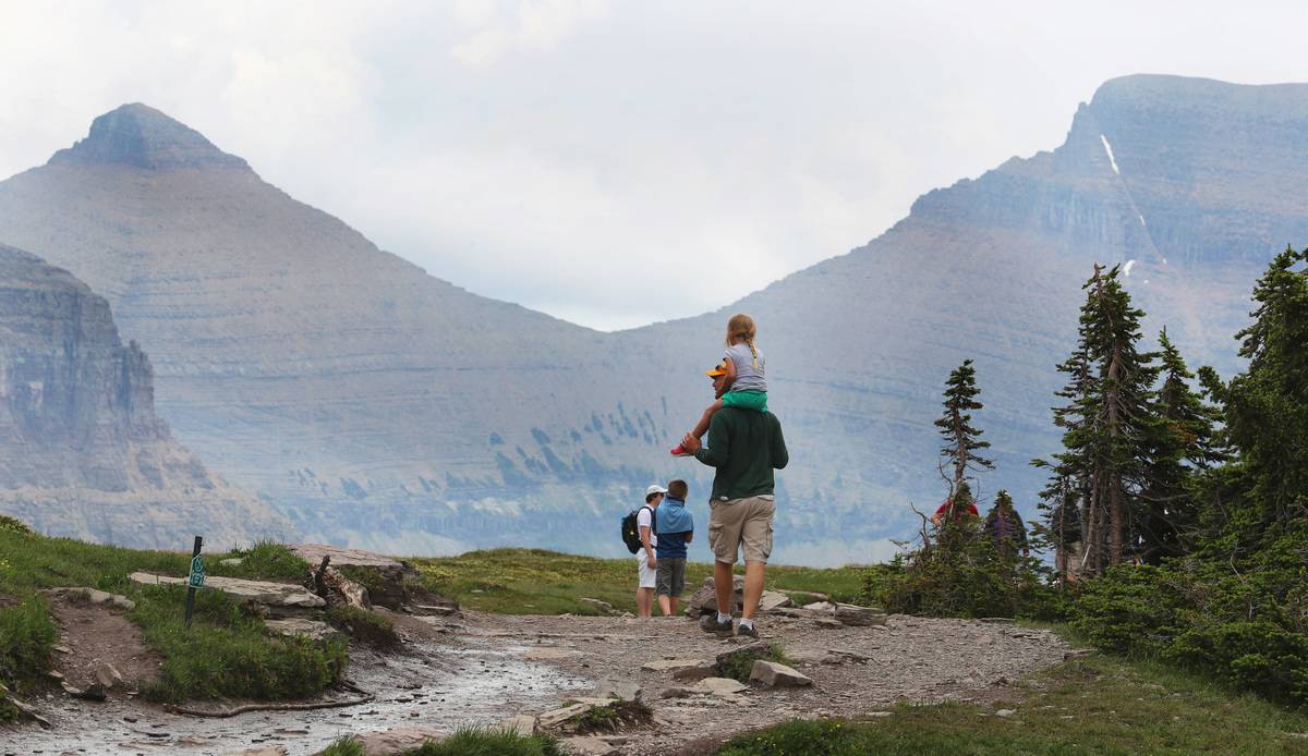 glacier national park father and children
