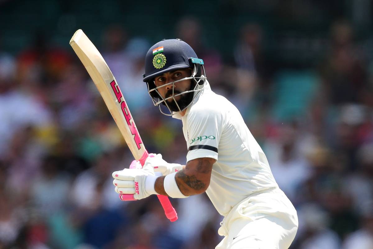 Virat Kohli prepares to bat.
