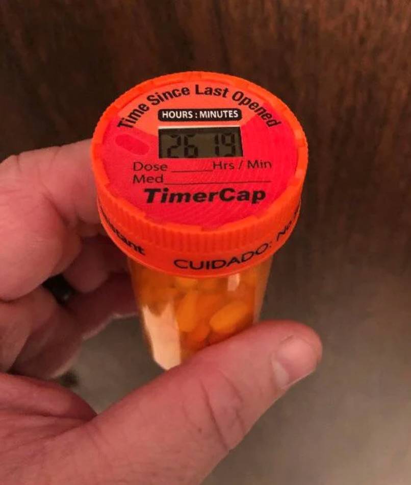 pill bottle with cap that says when it was last opened