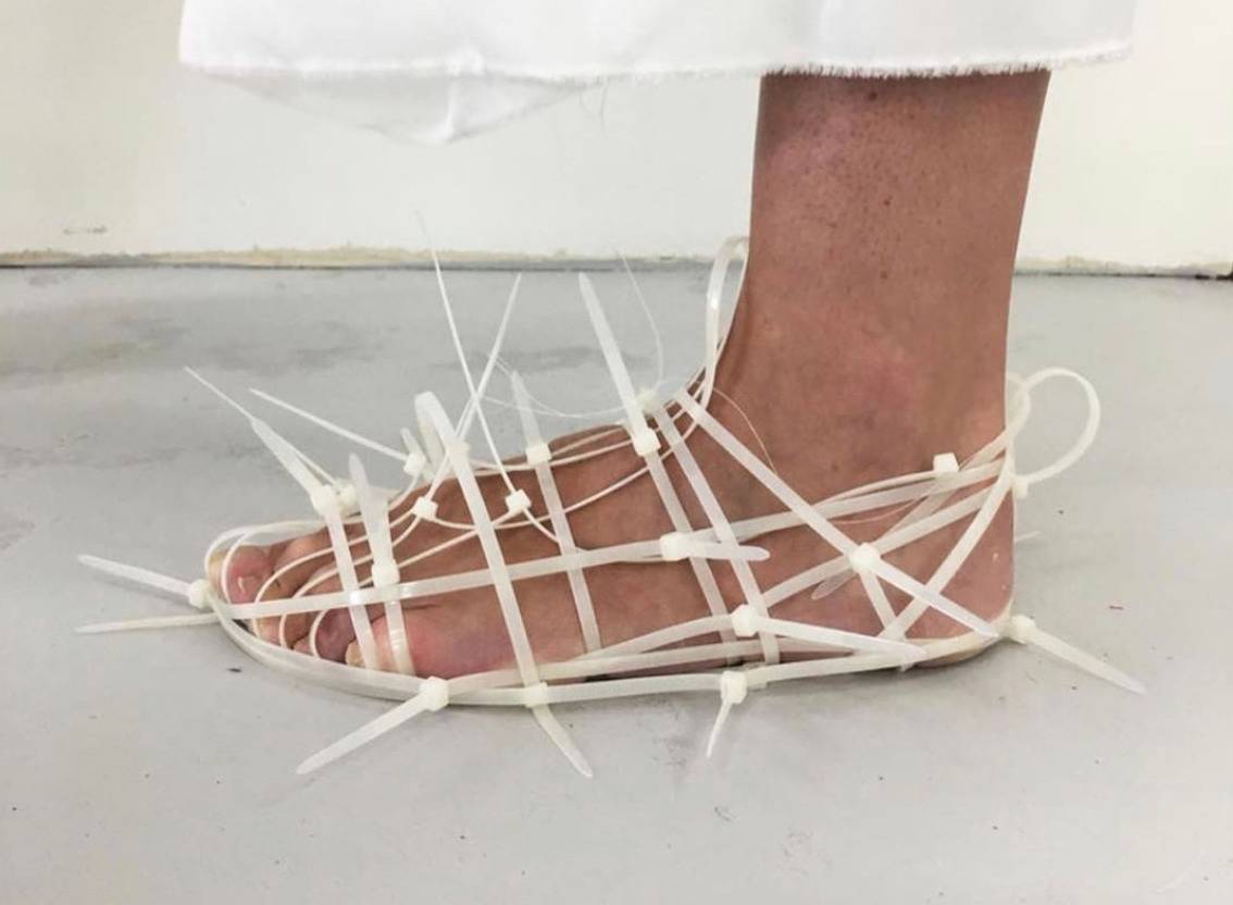 sandal entirely made from zip ties