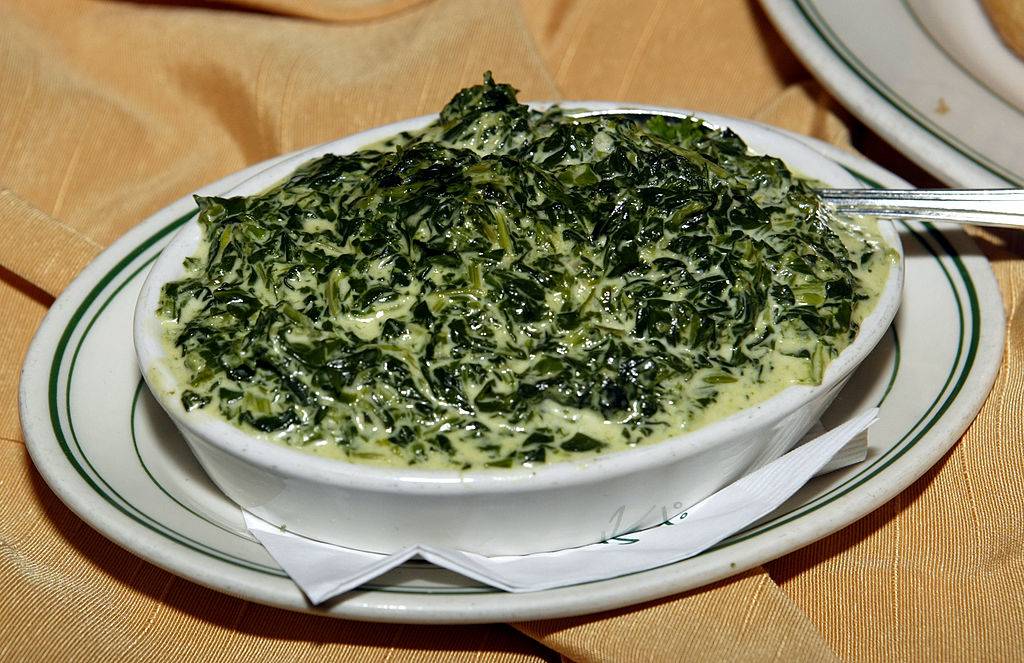 creamed spinach in a bowl