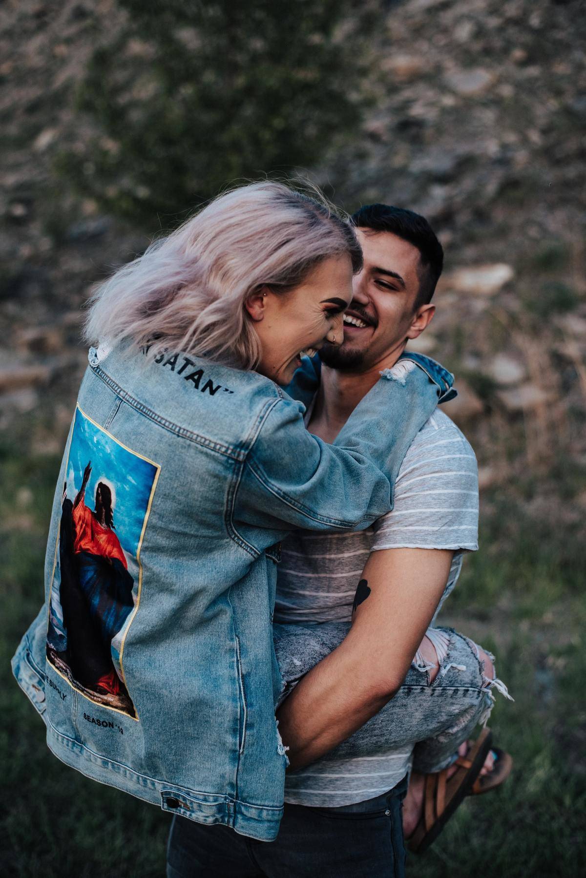 couple laughing together