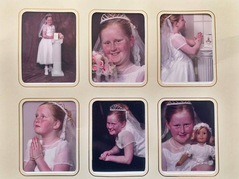 little girl dressed up like her doll