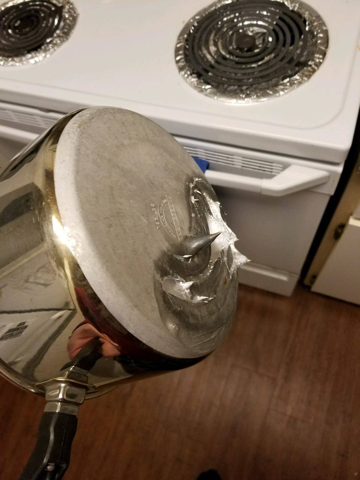 melted pot from stove