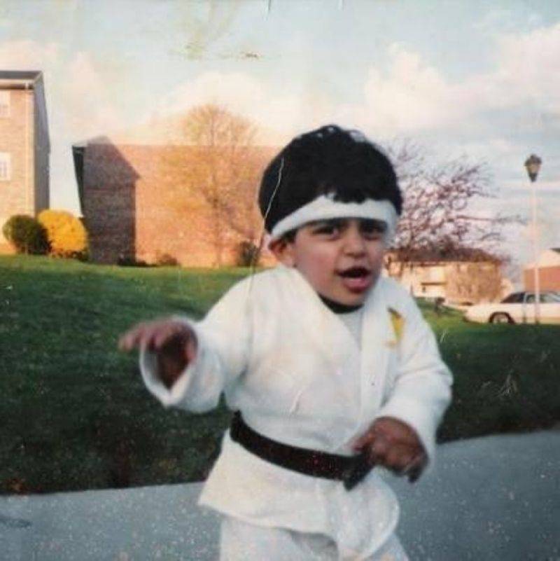 a kid dressed up like a ninja
