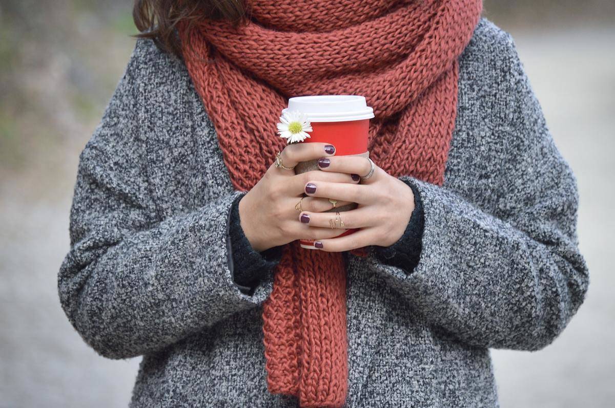 girl wearing red scarf