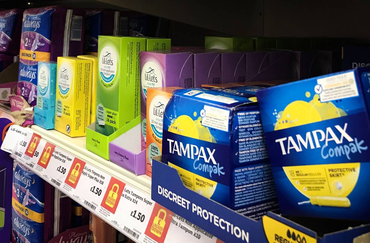Sanitary products and tampons on sale