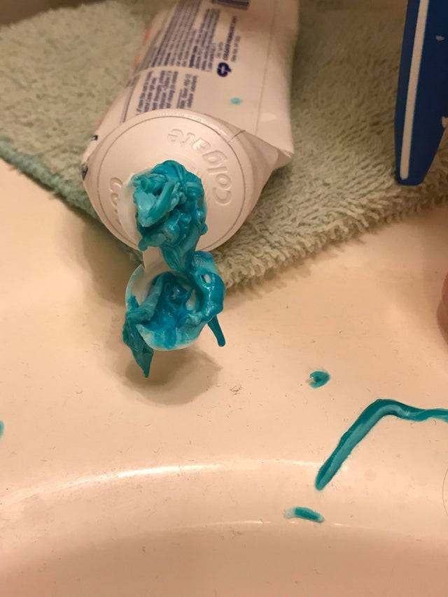 messy toothpaste tube