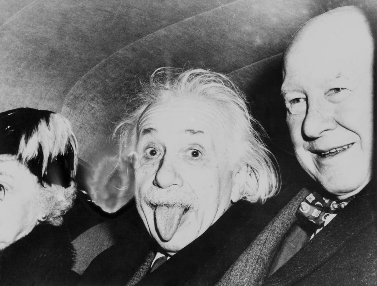 Albert Einstein sticking out his tongue